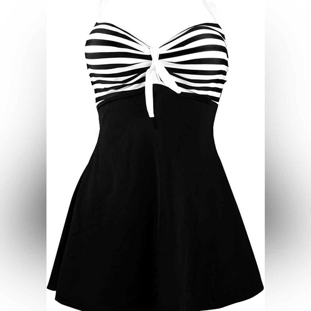 Retro halter top swim dress